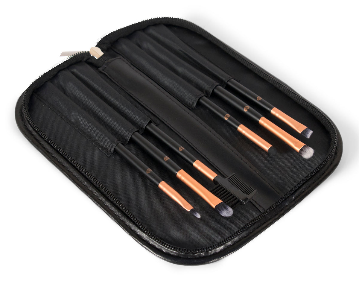 Eye Essentials Cosmetic Brush Collection | 6 verschillende make up borstels | incl etui