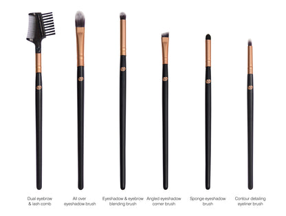 Eye Essentials Cosmetic Brush Collection | 6 verschillende make up borstels | incl etui